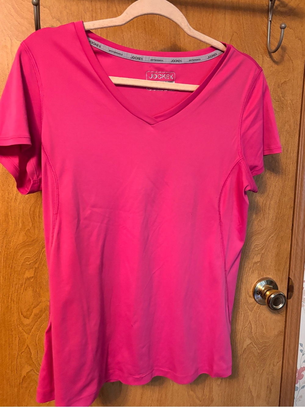 Jockey Women's Short-Sleeve V-Neck Tee in Hot Pink